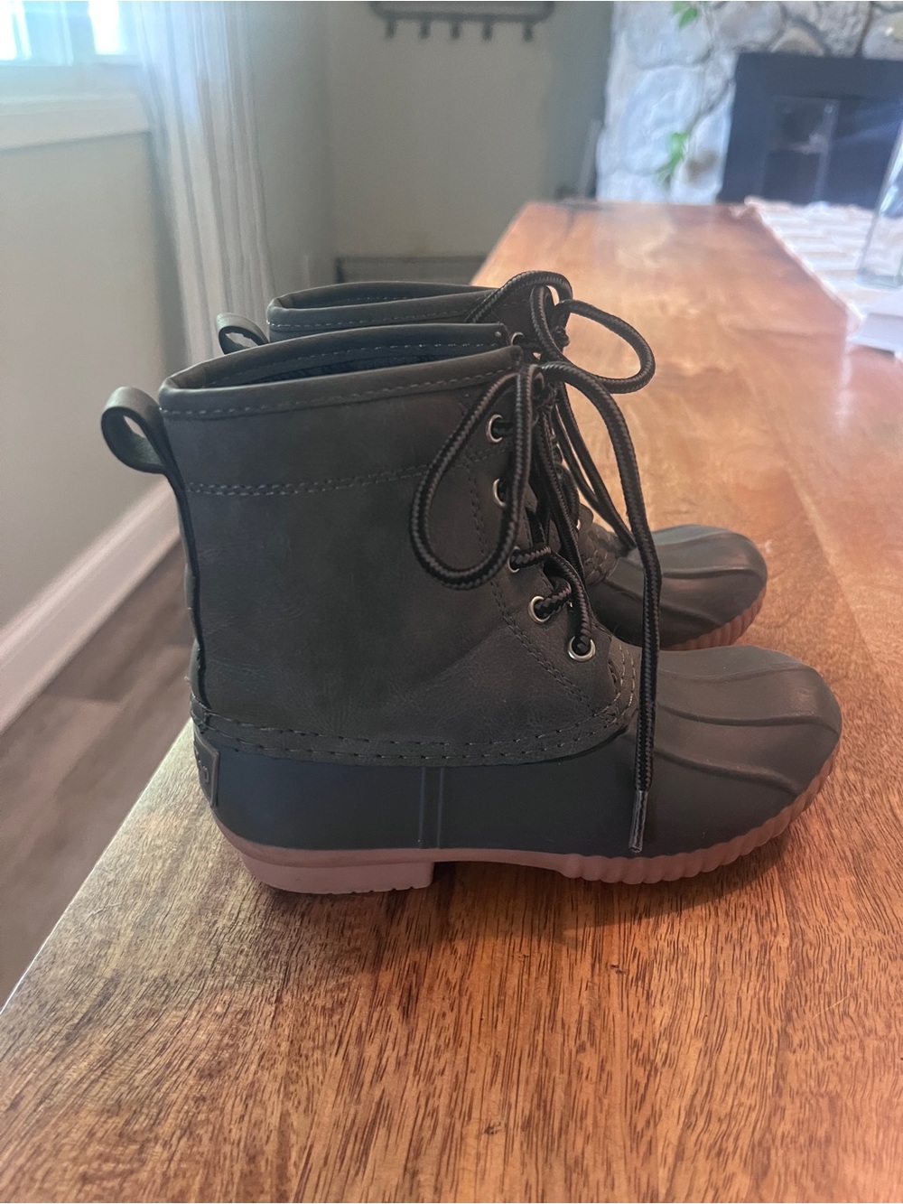 Kids Waterproof Lace-Up Rain & Snow Boots - Dark Olive